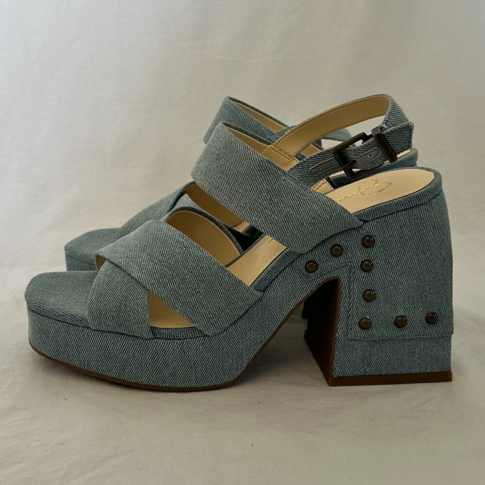 Jessica Simpson NWOT Nellenie Block Heel Blue Jean sz 8.5